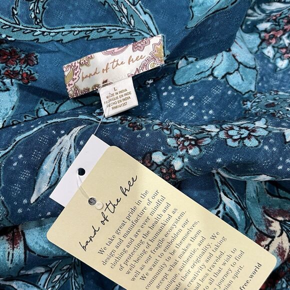 NWT Band Of The Free Audette Teal Floral Midi Dress Size Large Boho - Picture 7 of 7
